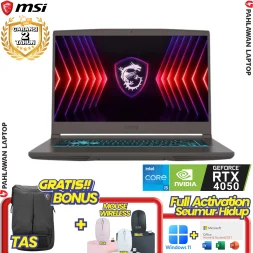 Laptop MSI THIN 15-B13VE GAMING Cosmor Grey - Core i5 13420H VGA NVIDIA RTX 4050 GARANSI 2 Tahun