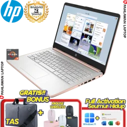 Laptop HP 14S-FQ1011AU Ryzen 3 5300U RAM 8GB SSD 256GB Gold GARANSI 2 Tahun