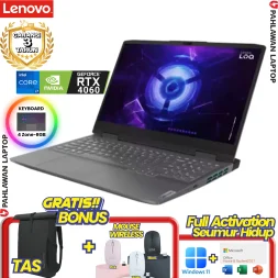 Laptop LENOVO IdeaPad Gaming LOQ 15-AGID CORE i7 13650HX VGA NVIDIA RTX 4060 RAM 12 GB SSD 512 GB 100%sRGB Luna Grey GARANSI 2 Tahun