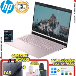 Laptop HP Pavilion Plus 14-EW0017TU OLED Core i7 1355U EVO RAM 16 GB SSD 1 TB Pink GARANSI 2 Tahun