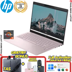 Laptop HP Pavilion Plus 14-EY0018AU Ryzen 5 7540U RAM 16 GB SSD 512 GB Pink GARANSI 2 Tahun