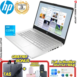 Laptop HP 14S-DQ5115TU Core i3 1215U RAM 4 GB SSD 512 GB Silver GARANSI 2 Tahun